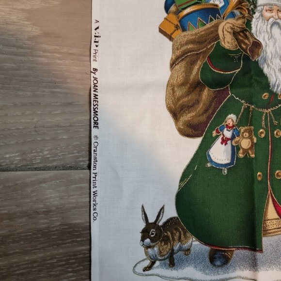 Vintage Olde Father Christmas Applique Cranston Print Works Fabric Cotton Panel - Picture 6 of 9